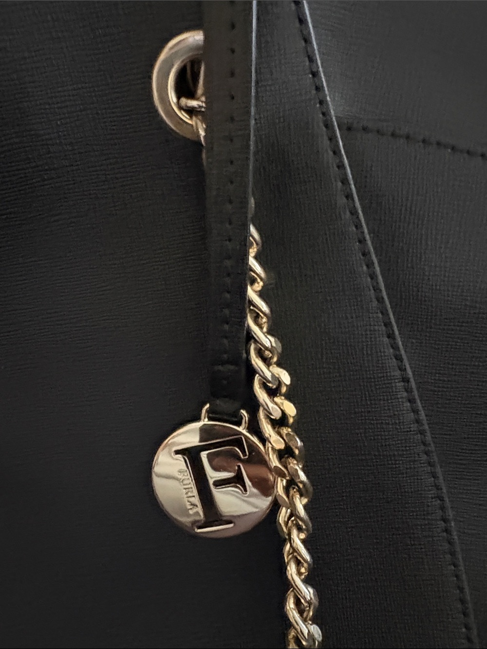 FURLA Julia Tulip Black Saffiano Leather Tote - Picture 3 of 5